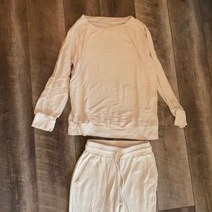 Matching cream set, long sleeve and joggers purchased from Vicidolls
